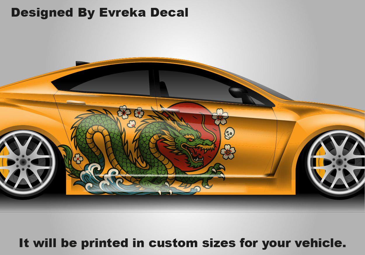 Dragon Car Body Decal - Draco Body Stickers - JDM Decals - Dragon Large Sticker - Custom Japanese Full Livery High Quality Vinyl - Evreka Decal