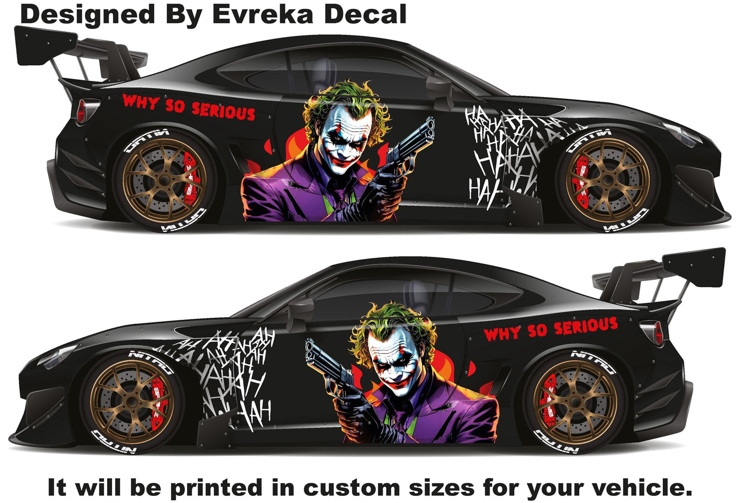 Joker Car Wrap, Car Livery, Cast Vinyl Wrap, Universal Size, Car Wrap, Car Decal, Car Foil Design - Evreka Decal