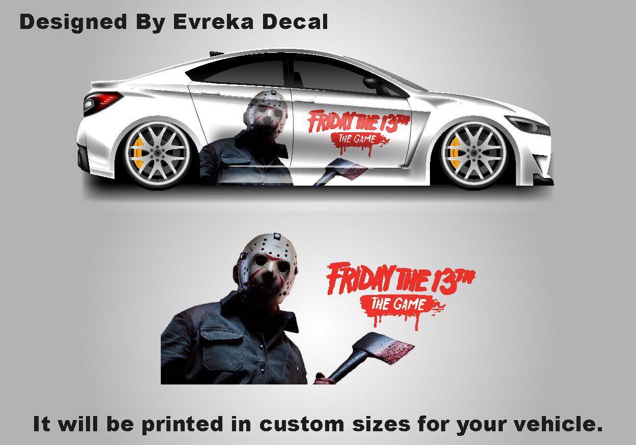 Michael Myers Face Large Car Decal, Graphic Decal Tailgate Car Livery, Universal Size, Car Wrap Friday the 13th Decal, Jason Voorhees - Evreka Decal