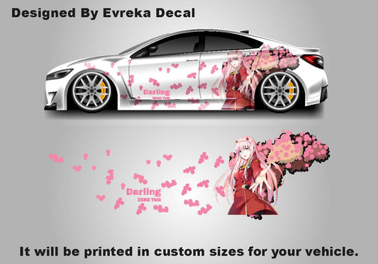 Anime ITASHA ZERO TWO Car Wrap Door Side Fit With Any Cars Vinyl Graphics Car Stickers Car Decal - Evreka Decal