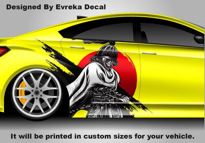 Custom Samurai Livery Racing Side Wrap; JDM Inspired Samurai Custom Decal Side - Evreka Decal