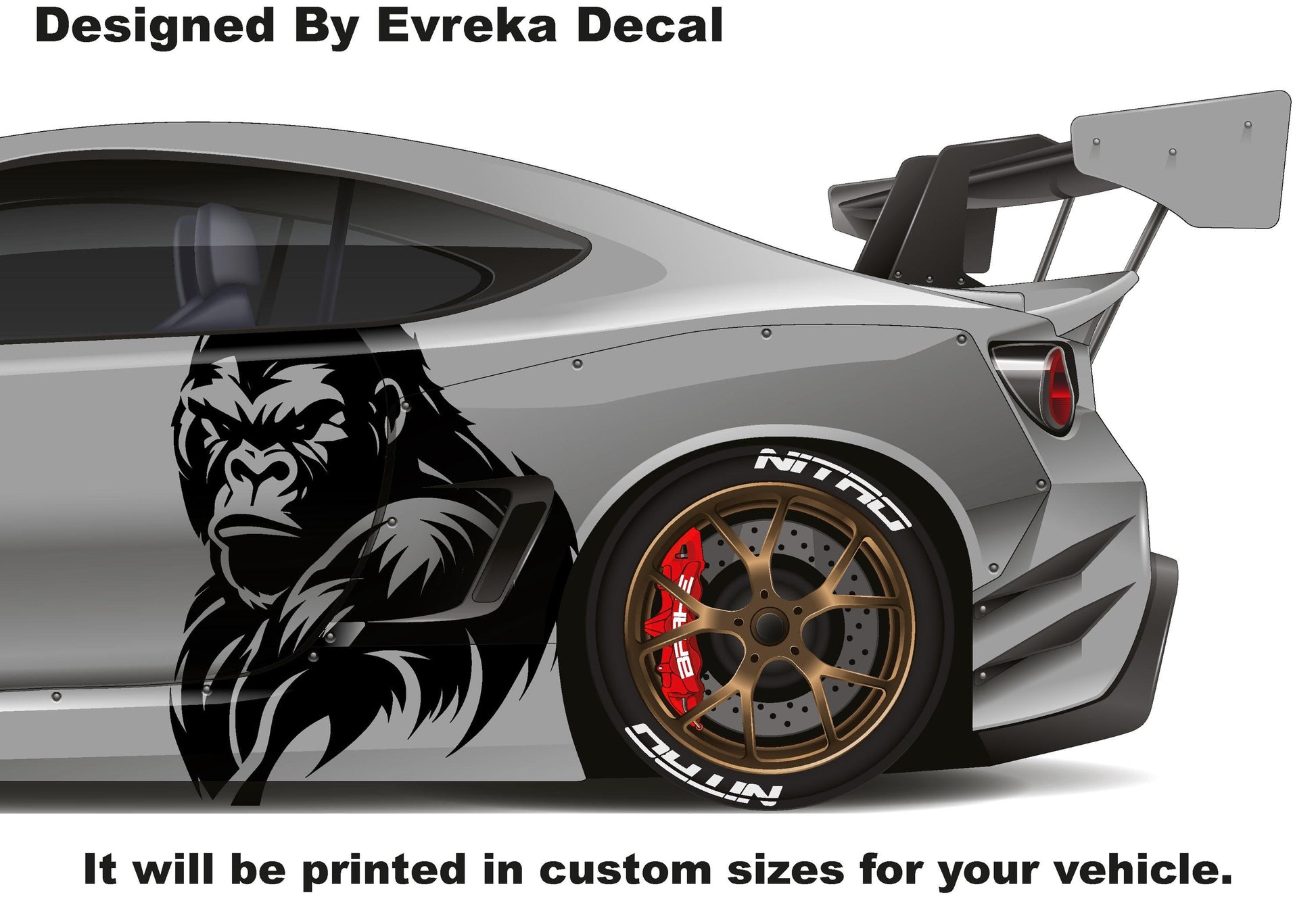 x2 Angry Gorilla Kong Sticker / Decal- INCLUDES BOTH Sides. Decal Sticker King Kong Growling Gorilla | Side of Car Graphic | Vinyl Decal | - Evreka Decal