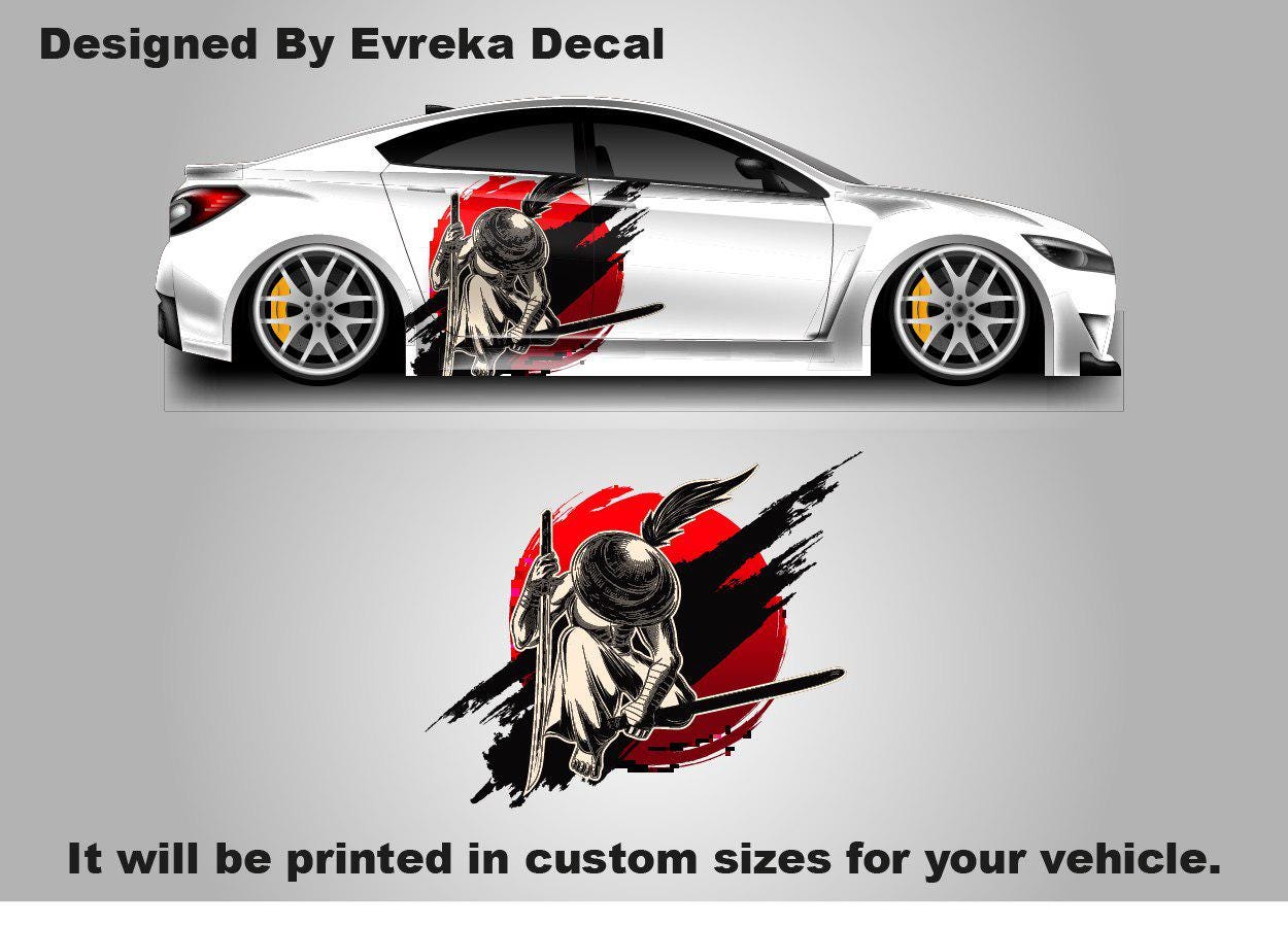 Custom Samurai Livery Racing Side Wrap; JDM Inspired Samurai Custom Decal Side - Evreka Decal