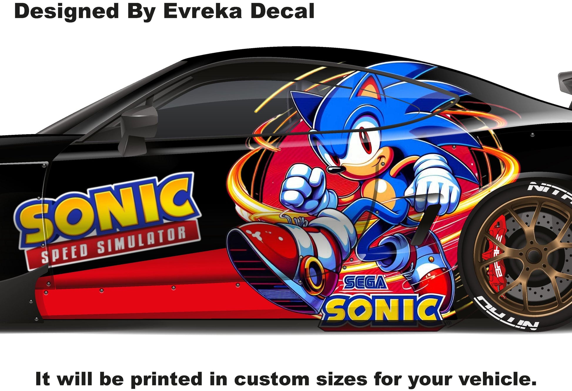 Sonic the Hedgehog Car Side Wrap, Full Color Graphics, Vinyl Livery Decal fit any car, Universal Size, Car Wrap - Evreka Decal
