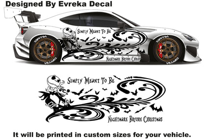 2x Trıbal NIGHTMARE BEFORE CHRISTMAS Jack Sally Graphıc Vınyl Decal Truck Car - Evreka Decal