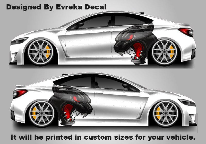 3D Cat Printed Partial Wrap Graphic Car Decal Angry Cat Car Wrap Car Design Wrap - Evreka Decal