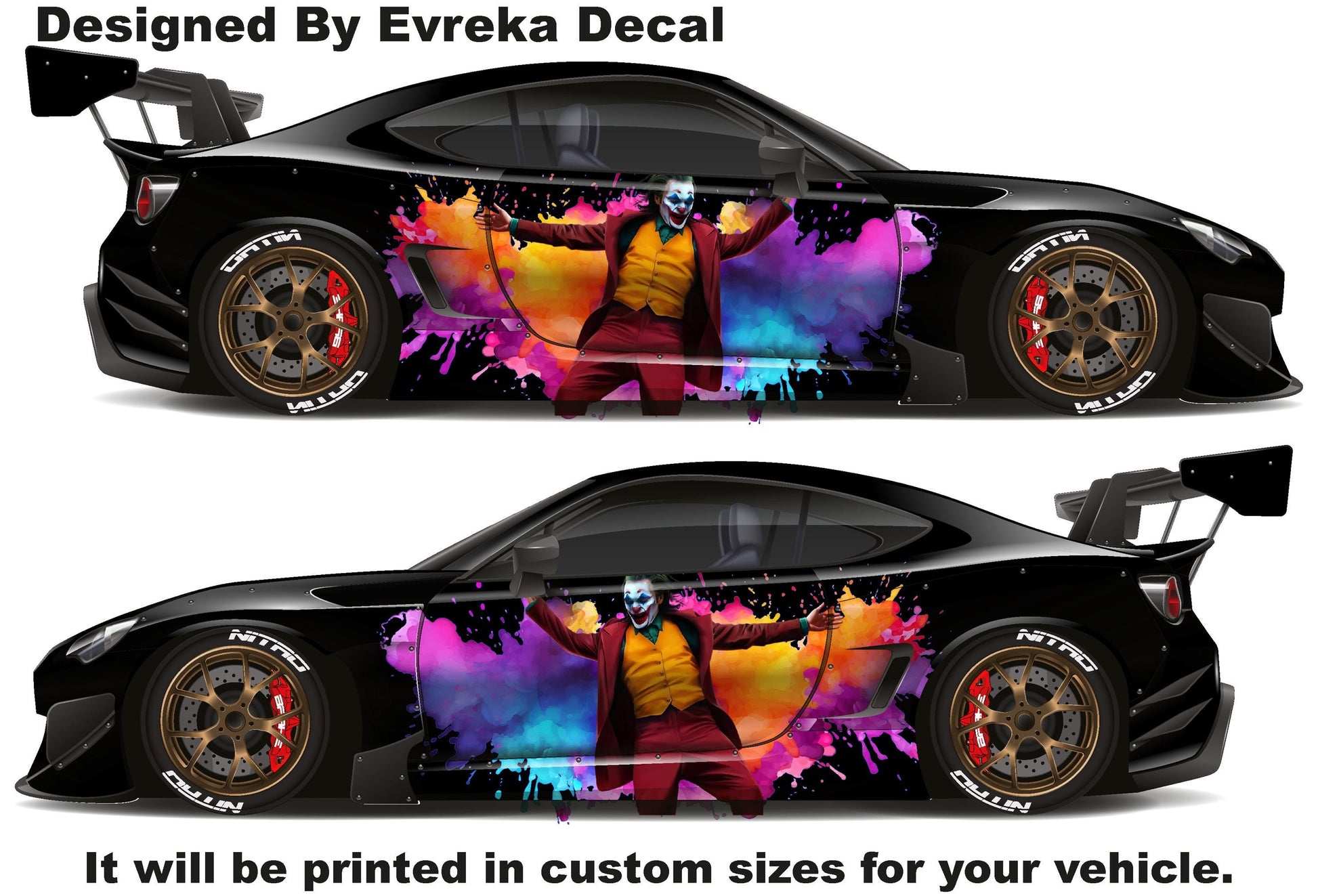 Joker Car Wrap, Car Livery, Cast Vinyl Wrap, Universal Size, Car Wrap, Car Decal, Car Foil Design - Evreka Decal