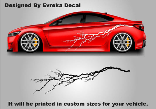 2x Lightning Bolt Car Decal: Large Vinyl Flash Sticker (Both Sides) - Evreka Decal