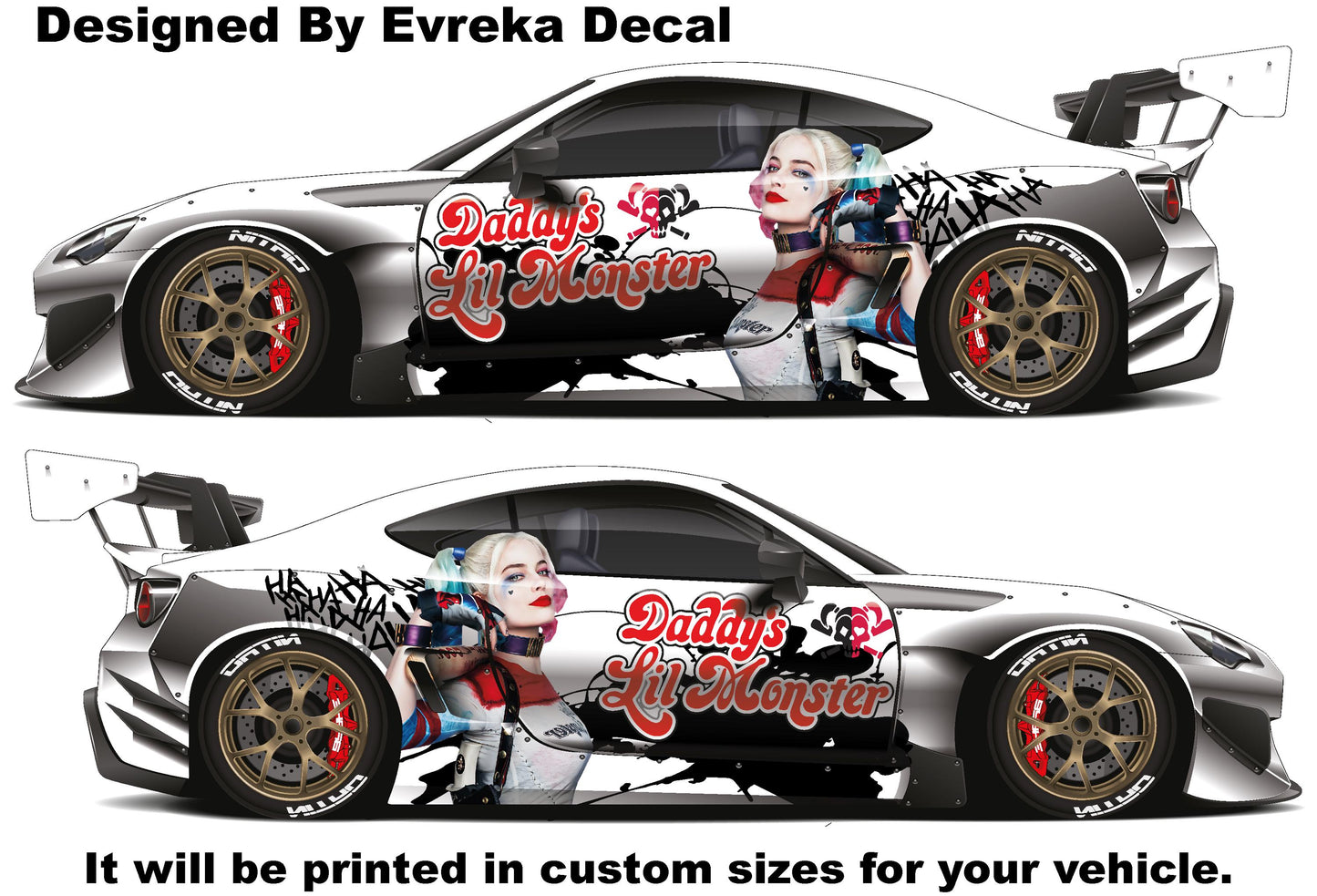 Harley Quinn, Car Livery, Cast Vinyl Wrap, Universal Size, Car Wrap, Car Decal, Car Foil Design - Evreka Decal