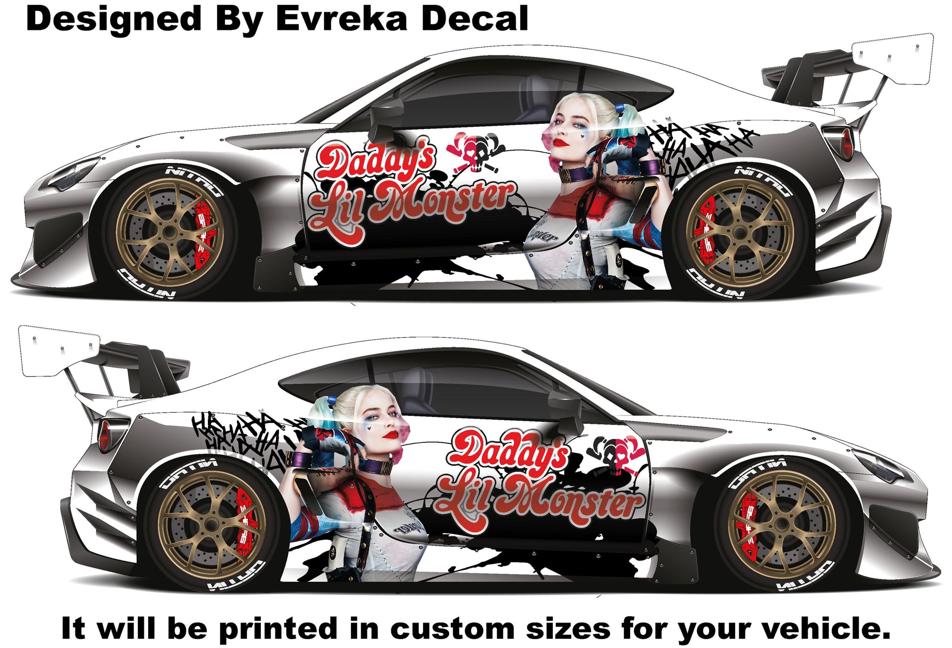 Harley Quinn, Car Livery, Cast Vinyl Wrap, Universal Size, Car Wrap, Car Decal, Car Foil Design - Evreka Decal