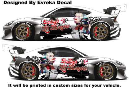 Harley Quinn, Car Livery, Cast Vinyl Wrap, Universal Size, Car Wrap, Car Decal, Car Foil Design - Evreka Decal