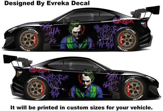 Joker Car Wrap, Car Livery, Cast Vinyl Wrap, Universal Size, Car Wrap, Car Decal, Car Foil Design - Evreka Decal