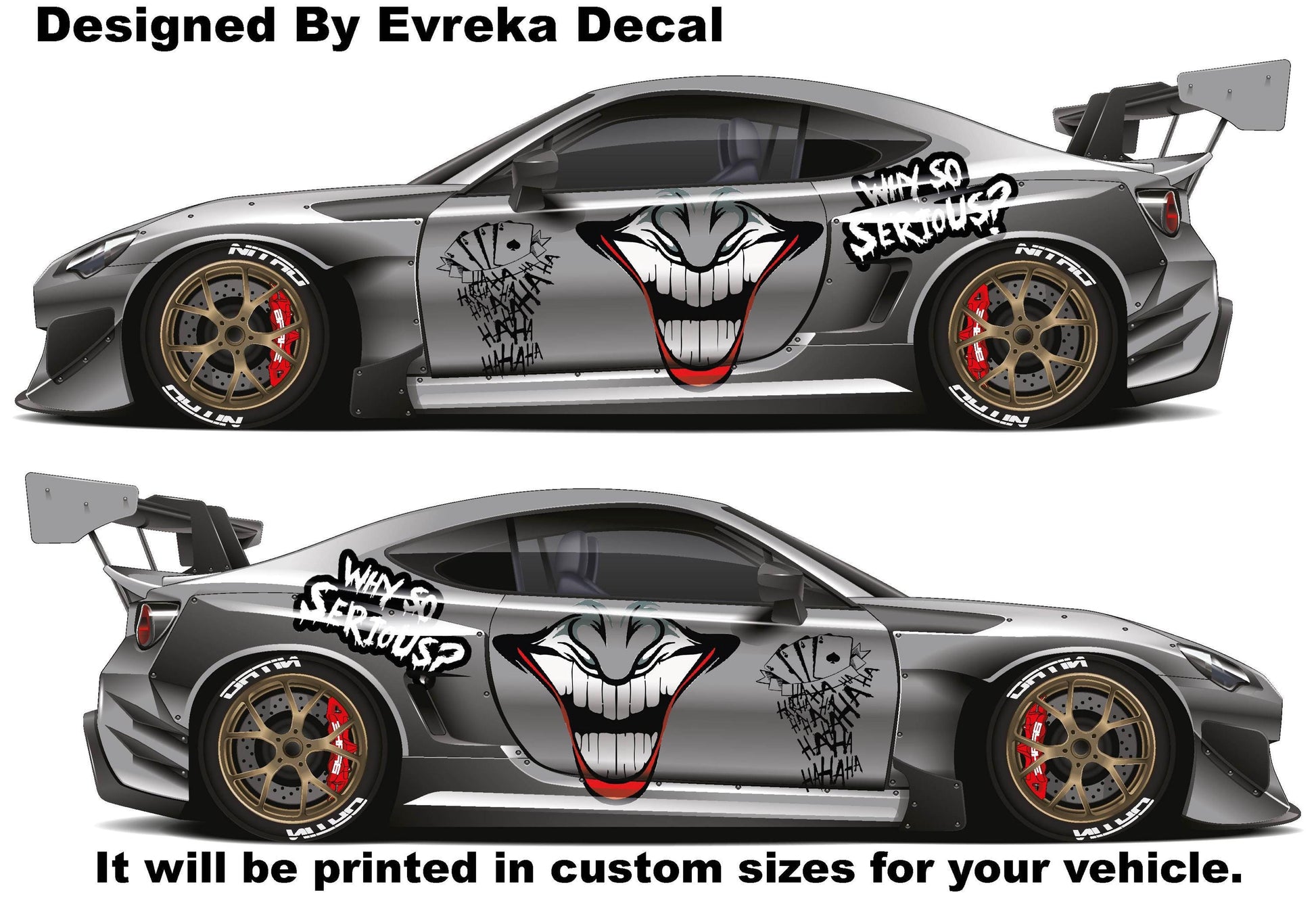 JOKER, Super Hero Villain Inspired Car Side Decal, Universal Size, Cast Vinyl Wrap, why so serious - Evreka Decal