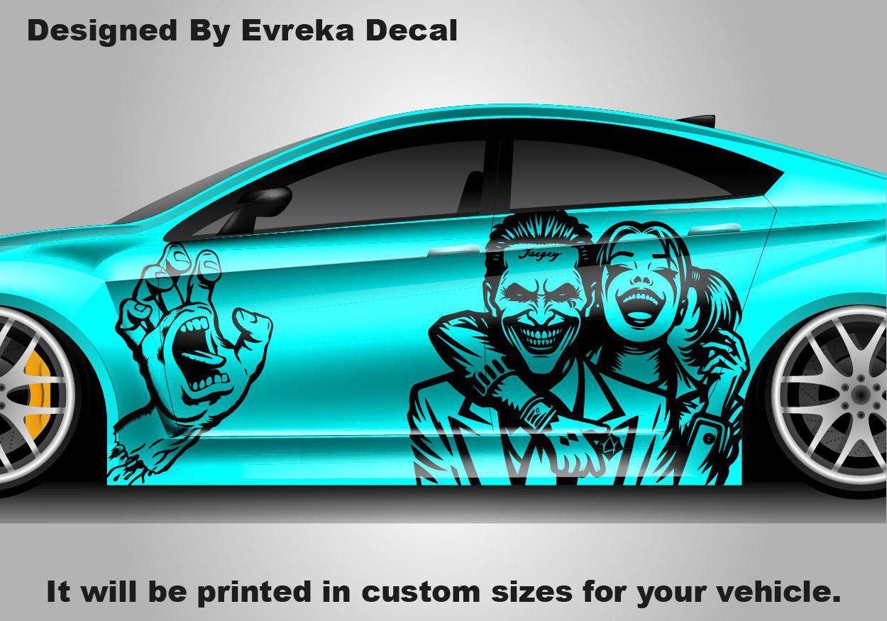 Harley Quinn Premium Customizable Vinyl Car Wrap - High-Quality Vehicle Wraps for Cars, Trucks, SUVs - Durable, Weather-Resistant Auto Wraps - Evreka Decal