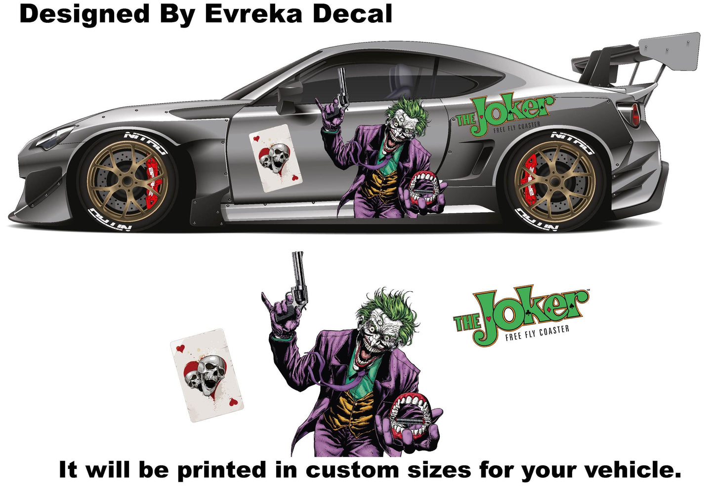 JOKER, Super Hero Villain Inspired Car Side Decal, Universal Size, Cast Vinyl Wrap, why so serıous - Evreka Decal