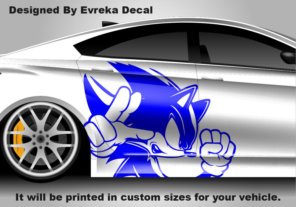 2X Sonic the Hedgehog Car Side Wrap, Full Color Graphics, Vinyl Livery Decal fit any car, Universal Size, Car Wrap - Evreka Decal