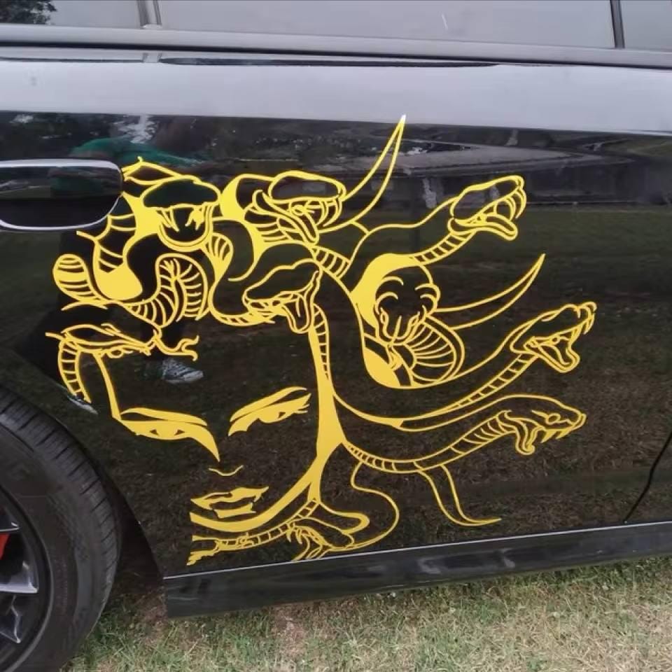 2x Medusa Design Vinyl Cut Sticker for Car Body,Door,Hood Exterior Accessories Snake PVC Decal Waterproof,Sun protection - Evreka Decal