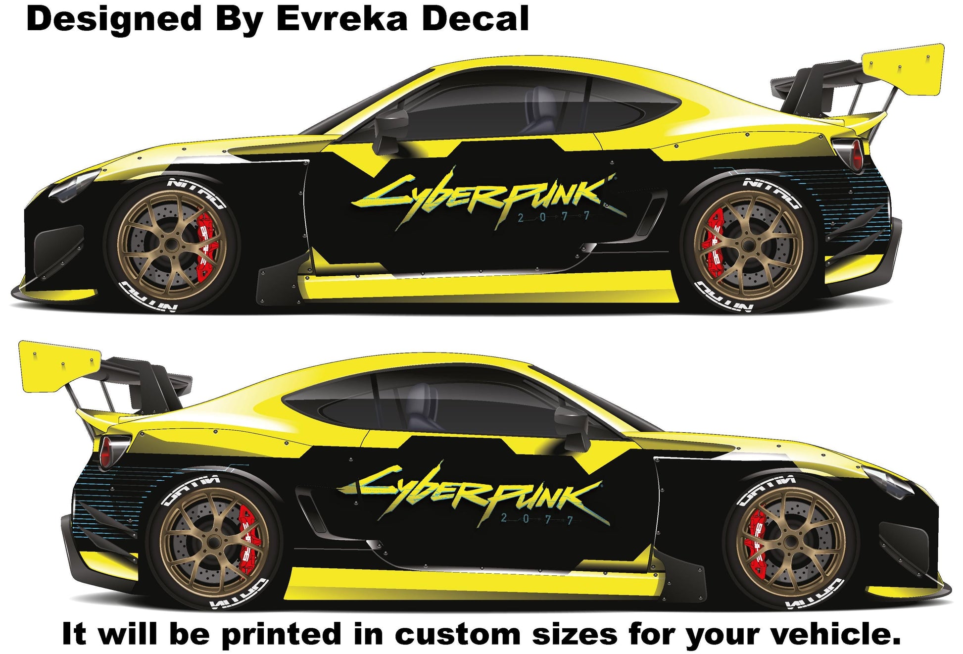 Cyberpunk 2077 Livery, Large Vehicle Graphics, Side Car Decal, Universal Size, Car Livery - Evreka Decal