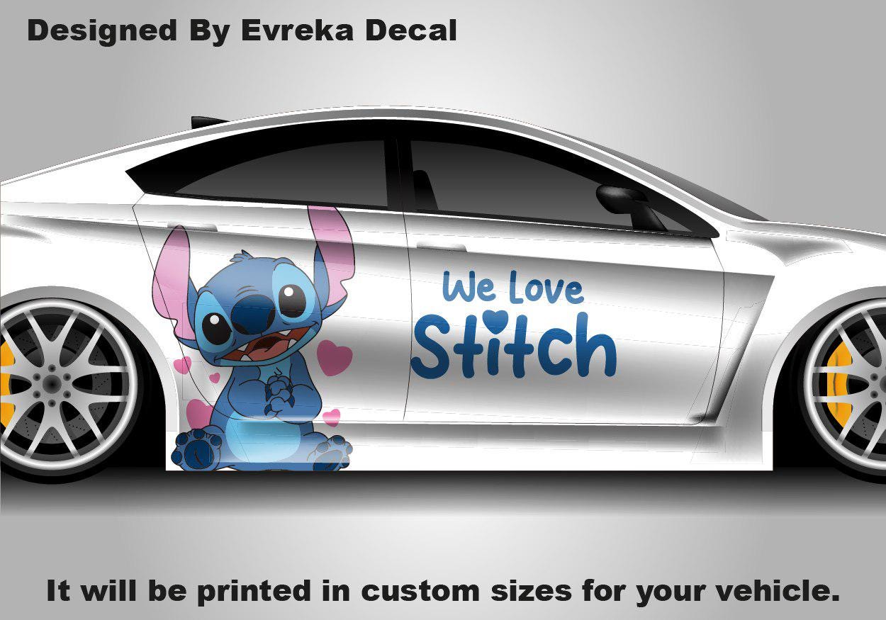 Stitch, Car Livery, Cast Vinyl Wrap, Universal Size, Car Wrap, Car Decal, Car Foil Design - Evreka Decal