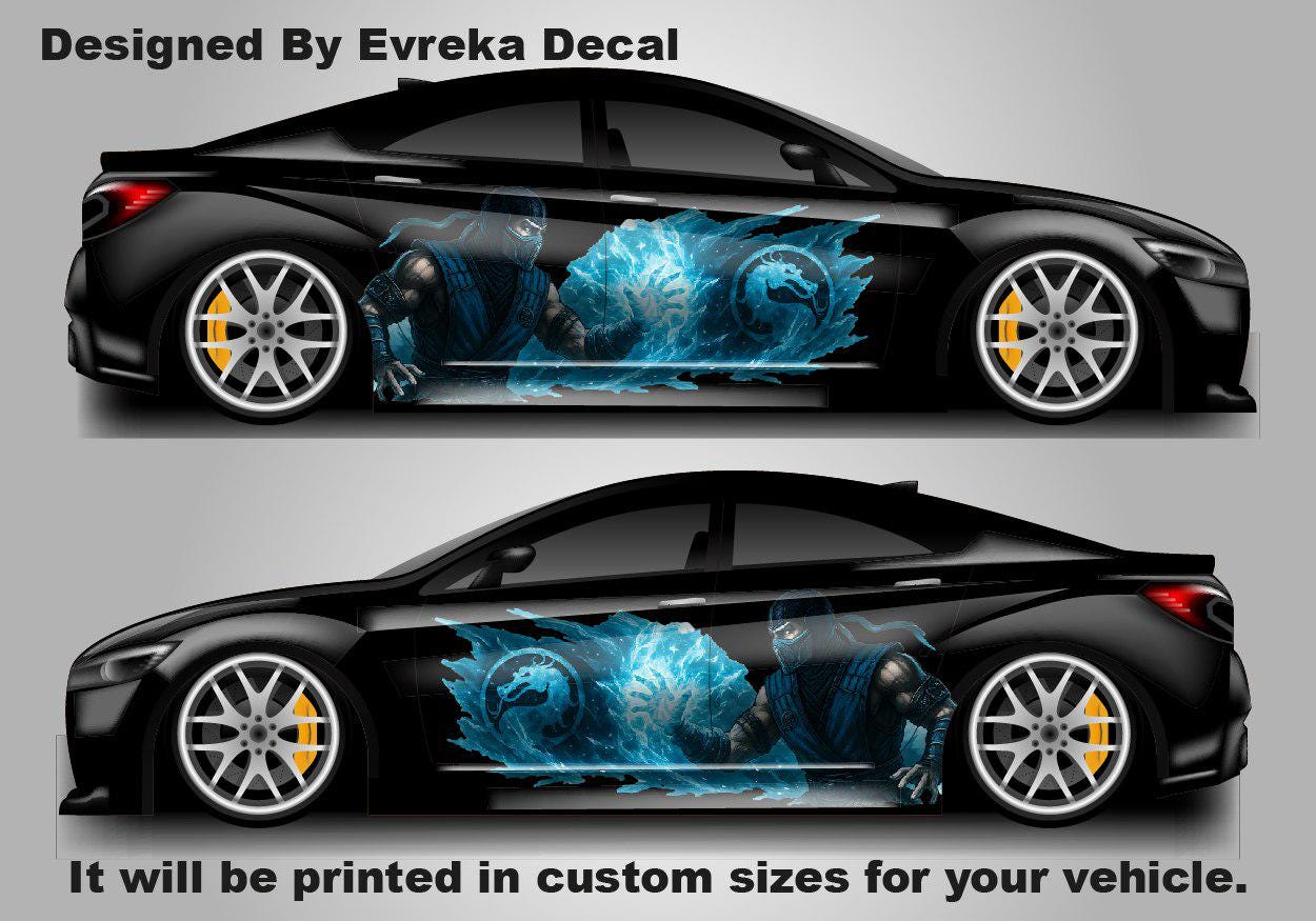 SUBZERO Car Wrap + HOOD design | Subzero Car Decal featuring Hanzo Hasashi | the iconic ninja from Mortal Kombat - Evreka Decal