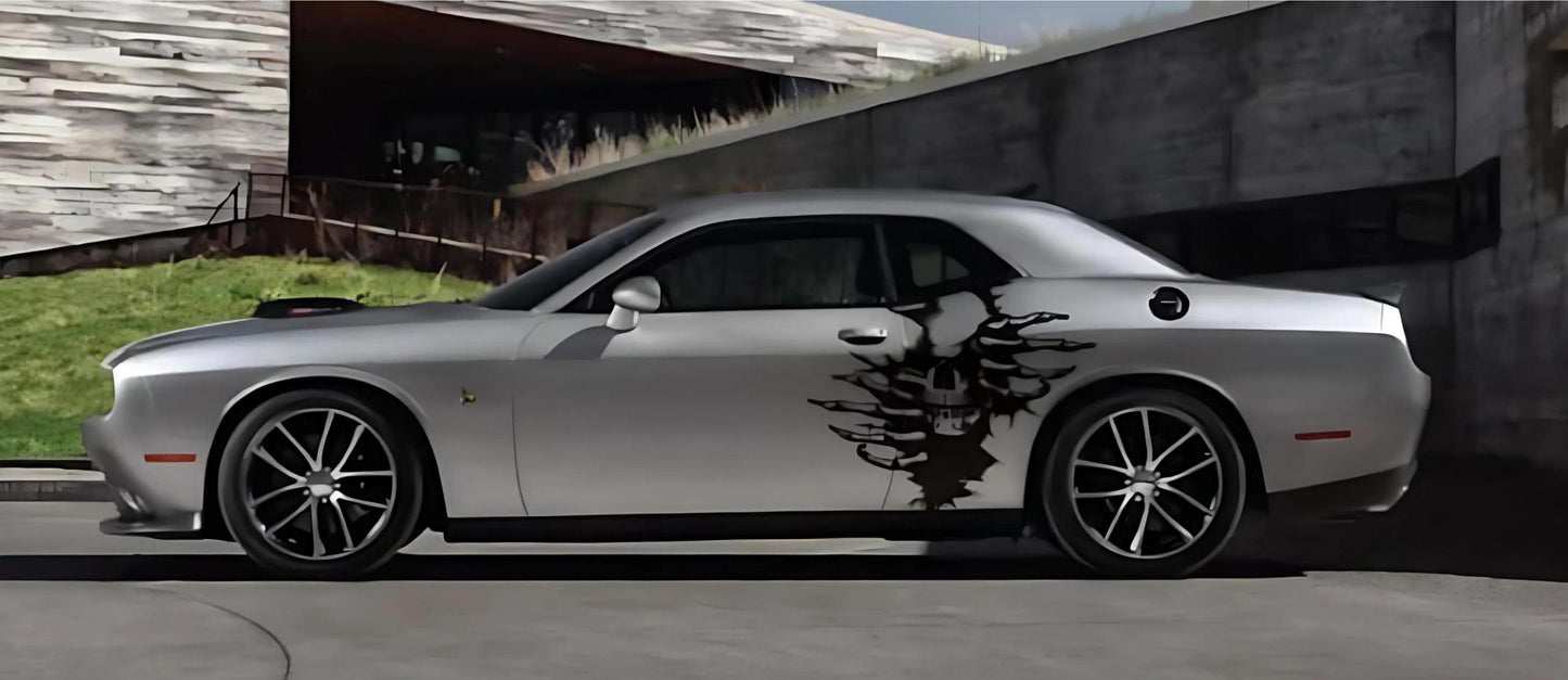 INCLUDES Both Sides - Head Skull Ripping Torn Claws Large Side Grunge Hood Door Car Bed Pickup Vehicle Truck Vinyl Graphic Decal Tailgate US - Evreka Decal