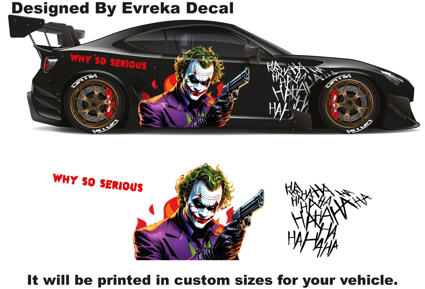 Joker Car Wrap, Car Livery, Cast Vinyl Wrap, Universal Size, Car Wrap, Car Decal, Car Foil Design - Evreka Decal