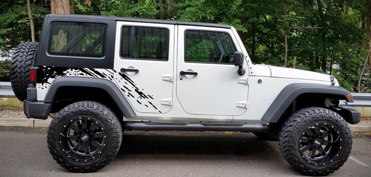 Decal Sticker Vinyl Side Rear Mud Splash Kit for Jeep Wrangler JK Door Offroad Both Sides - Evreka Decal