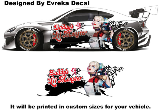 Harley Quinn, Car Livery, Cast Vinyl Wrap, Universal Size, Car Wrap, Car Decal, Car Foil Design - Evreka Decal