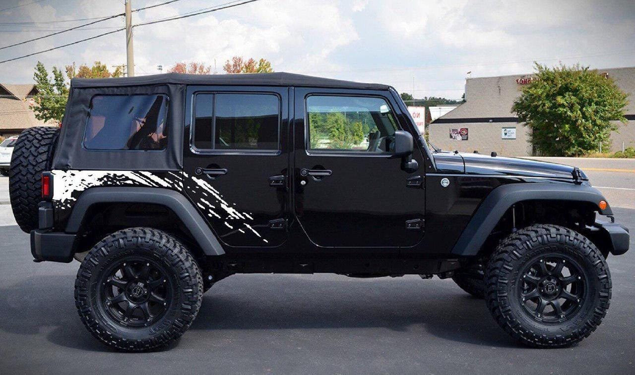 Decal Sticker Vinyl Side Rear Mud Splash Kit for Jeep Wrangler JK Door Offroad Both Sides - Evreka Decal
