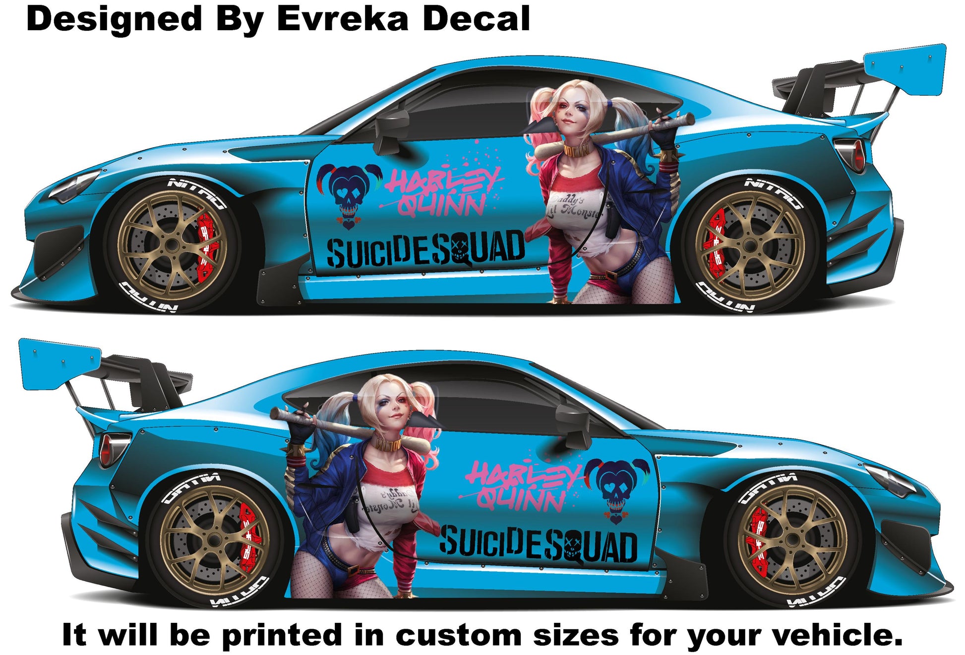 Harley Quinn, Car Livery, Cast Vinyl Wrap, Universal Size, Car Wrap, Car Decal, Car Foil Design - Evreka Decal