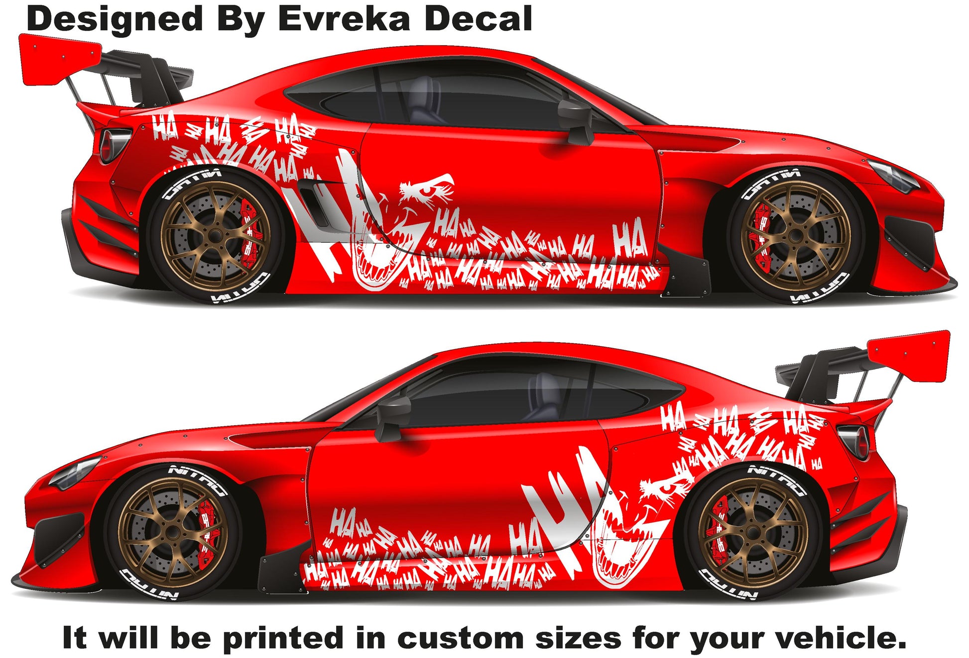 2 x Joker, Ha Ha Ha, the greatest villain ever, JOKER, Super Hero Villain Inspired Car Side Decal, Universal Size, Cast Vinyl Wrap - Evreka Decal