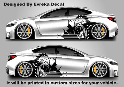 x2 Angry Gorilla Kong Sticker / Decal- INCLUDES BOTH Sides. Decal Sticker King Kong Growling Gorilla | Side of Car Graphic | Vinyl Decal | - Evreka Decal