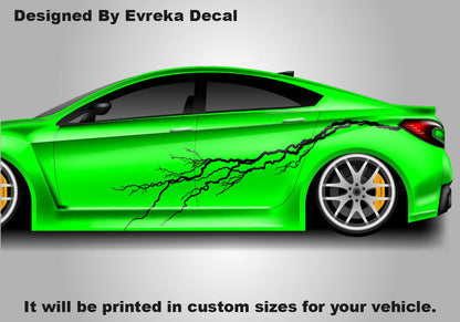 2x Lightning Bolt Car Decal: Large Vinyl Flash Sticker (Both Sides) - Evreka Decal