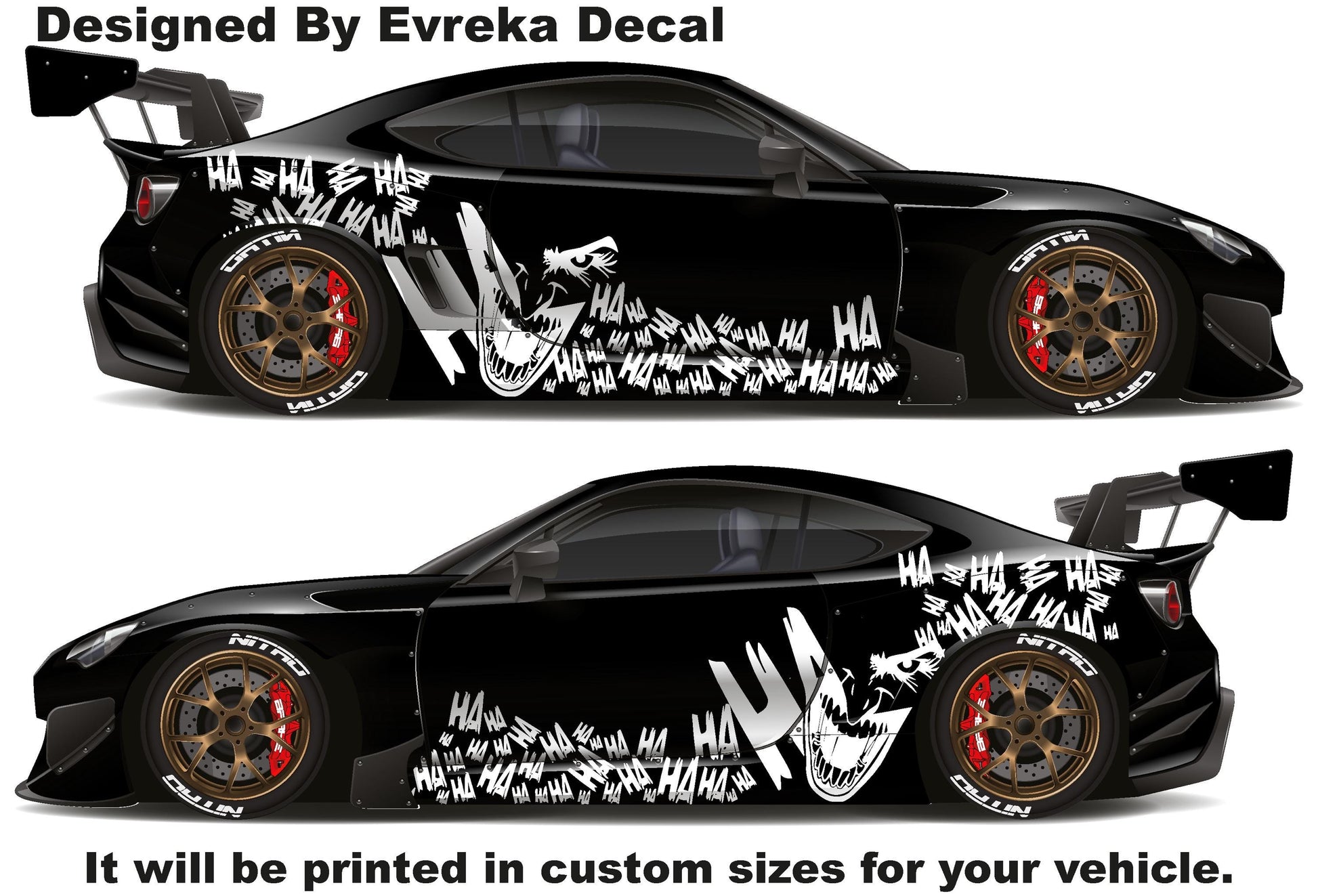 2 x Joker, Ha Ha Ha, the greatest villain ever, JOKER, Super Hero Villain Inspired Car Side Decal, Universal Size, Cast Vinyl Wrap - Evreka Decal