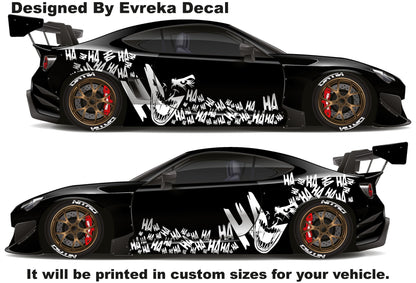 2 x Joker, Ha Ha Ha, the greatest villain ever, JOKER, Super Hero Villain Inspired Car Side Decal, Universal Size, Cast Vinyl Wrap - Evreka Decal