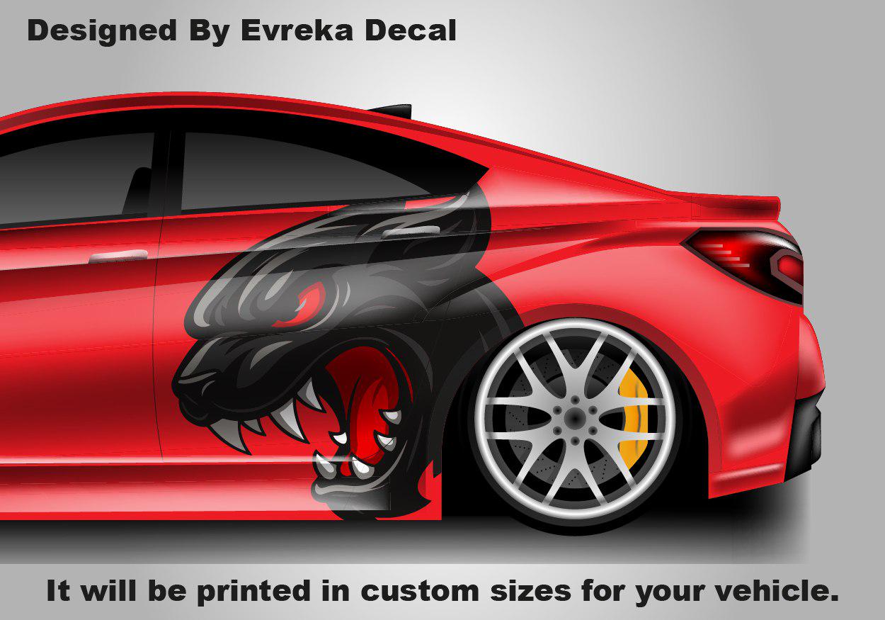 3D Cat Printed Partial Wrap Graphic Car Decal Angry Cat Car Wrap Car Design Wrap - Evreka Decal