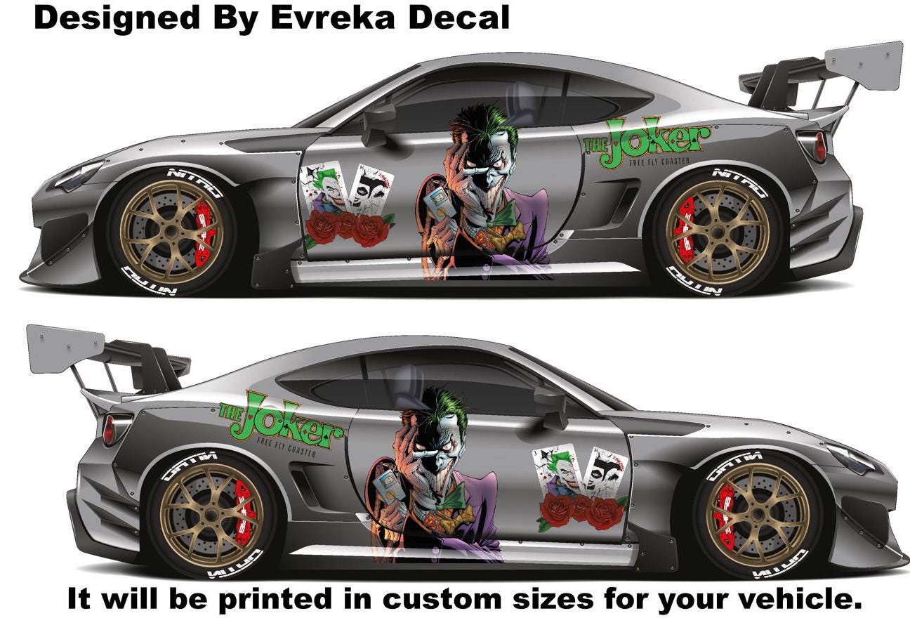 JOKER, Super Hero Villain Inspired Car Side Decal, Universal Size, Cast Vinyl Wrap, why so serıous - Evreka Decal