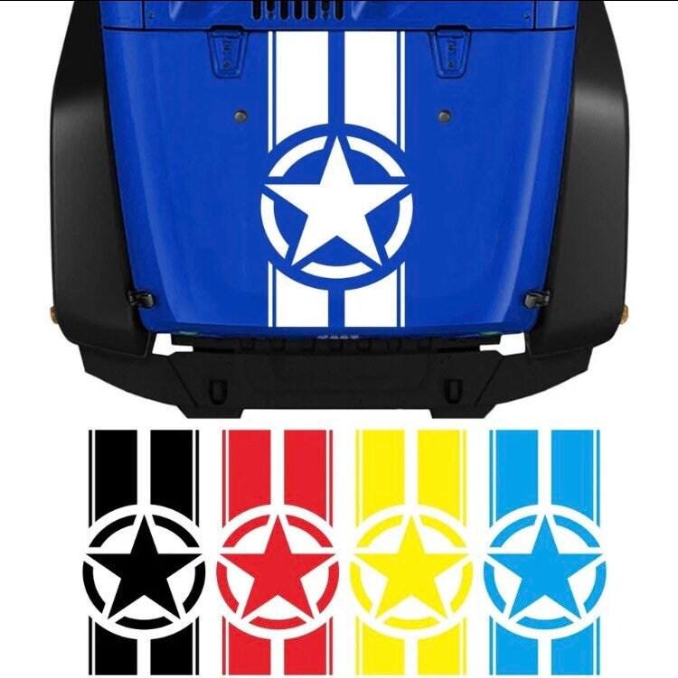 Military Hood Sticker for Jeep Wrangler Star Army Stripes Decal Vinyl Car Truck DIY Waterproof Car Stickers - Evreka Decal
