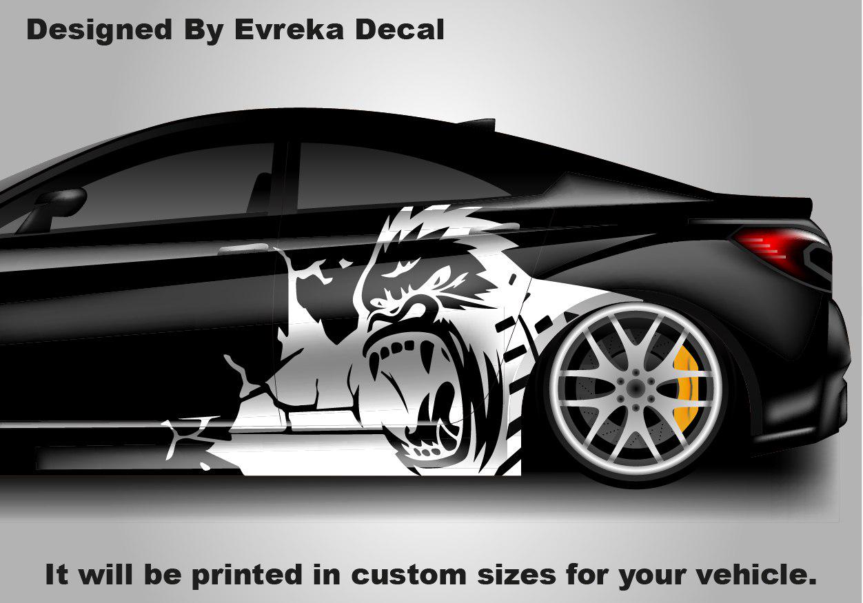 x2 Angry Gorilla Kong Sticker / Decal- INCLUDES BOTH Sides. Decal Sticker King Kong Growling Gorilla | Side of Car Graphic | Vinyl Decal | - Evreka Decal