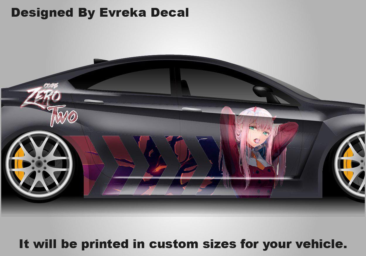 Anime ITASHA ZERO TWO Car Wrap Door Side Fit With Any Cars Vinyl Graphics Car Stickers Car Decal - Evreka Decal