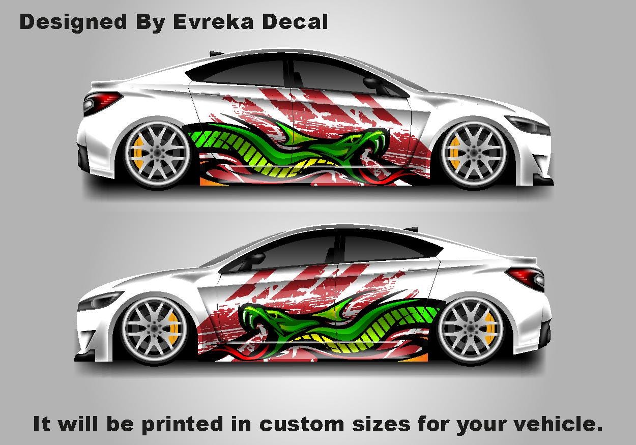 Snake Tattoo Art Wrap - Universal Car Wrap - Anime Car Wrap Decal - Includes Both Side - Evreka Decal