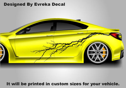 2x Lightning Bolt Car Decal: Large Vinyl Flash Sticker (Both Sides) - Evreka Decal