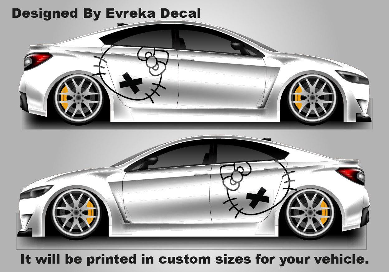 2x Hello Kitty Car Decals: Cuteness On the Go! Car Vinyl | Comics character, Designed Car Livery, Cast Vinyl Wrap | BOTH SIDE - Evreka Decal