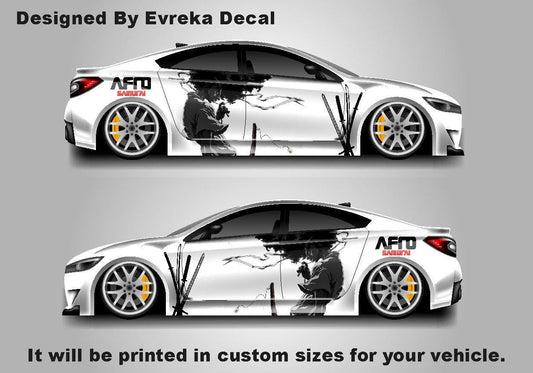 Afro Samurai Car Wrap, Japanese Vehicle Shine, Cast Vinyl Wrap, Universal Size afro Samurai Anime Car Sticker Car Decal - Evreka Decal