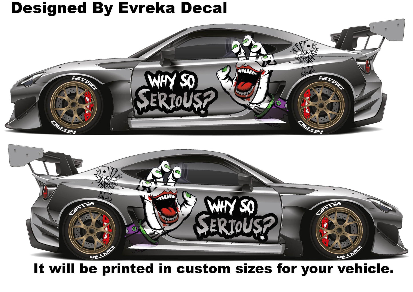 JOKER, Super Hero Villain Inspired Car Side Decal, Universal Size, Cast Vinyl Wrap, why so serious - Evreka Decal