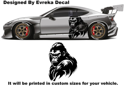 x2 Angry Gorilla Kong Sticker / Decal- INCLUDES BOTH Sides. Decal Sticker King Kong Growling Gorilla | Side of Car Graphic | Vinyl Decal | - Evreka Decal