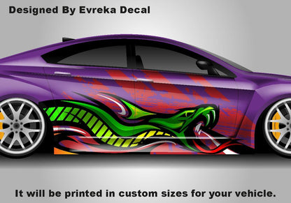 Snake Tattoo Art Wrap - Universal Car Wrap - Anime Car Wrap Decal - Includes Both Side - Evreka Decal