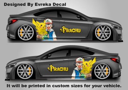 Pikachu And Ash Car Decals: Car Vinyl | Hood And Car Side Decal | Comics character, Pokemon character, Designed Car Livery, Cast Vinyl Wrap - Evreka Decal