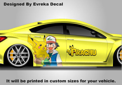 Pikachu And Ash Car Decals: Car Vinyl | Hood And Car Side Decal | Comics character, Pokemon character, Designed Car Livery, Cast Vinyl Wrap - Evreka Decal