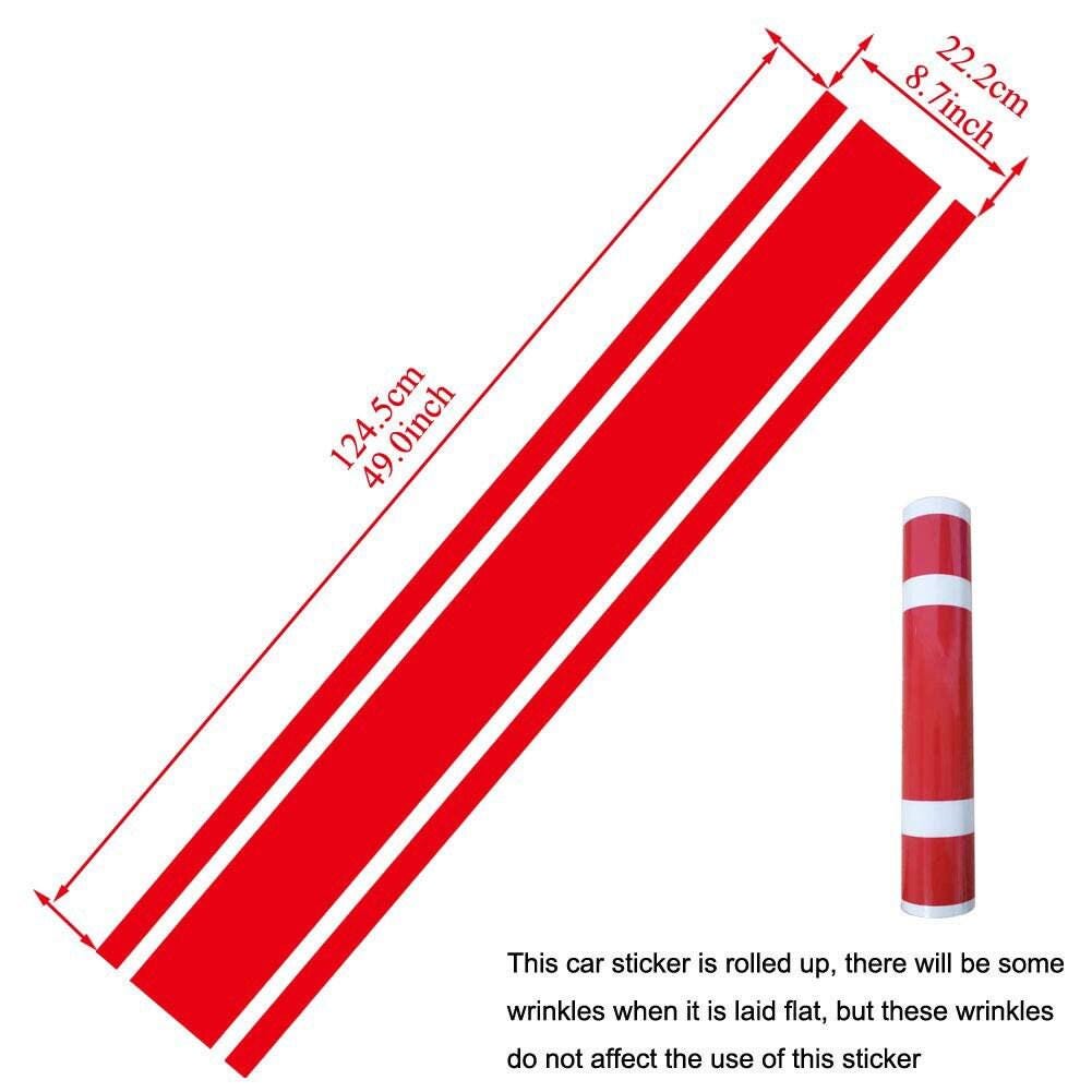 Leasinder 49”x 8.7” Car Hood Stripe Sticker Auto Racing Stripes Body Side Decal Hood Stripe Decal Vinyl Stripe Sticker Decoration for Car - Evreka Decal